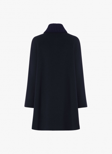Blue pure wool parka with buckles