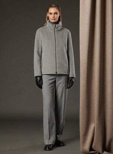 Long single breasted grey pure silk frock coat | Cinzia Rocca