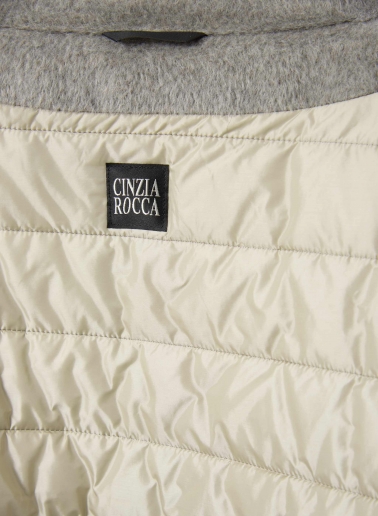 Grey alpaca and wool short coat with lurex details