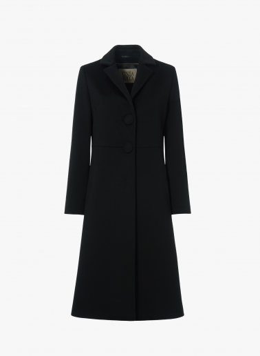 Long single breasted black pure wool frock coat