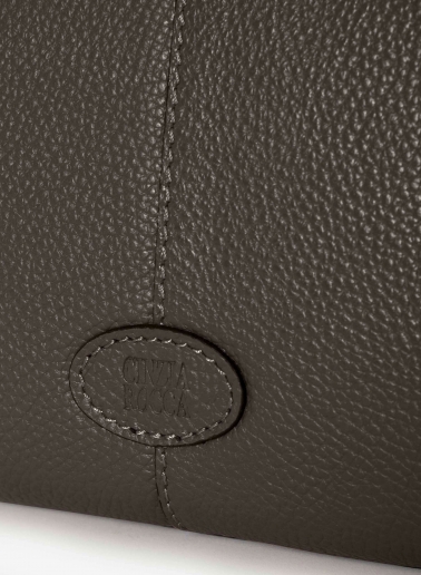 Brown leather handbag with strap