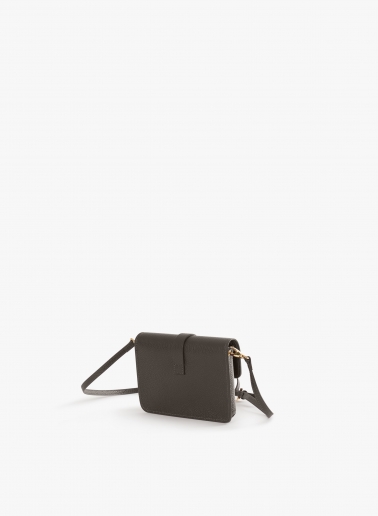 Brown genuine leather mini shoulder bag