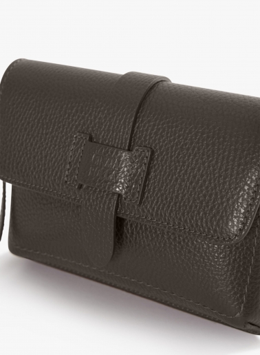 Brown genuine leather mini shoulder bag