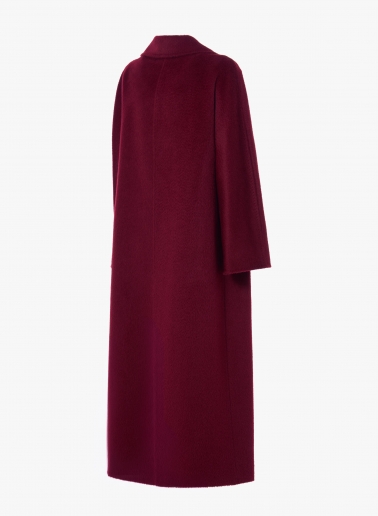 Maxi burgundy coat in alpaca and wool