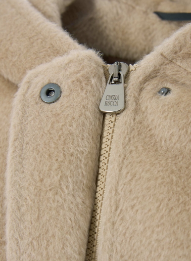 Beige alpaca and wool parka