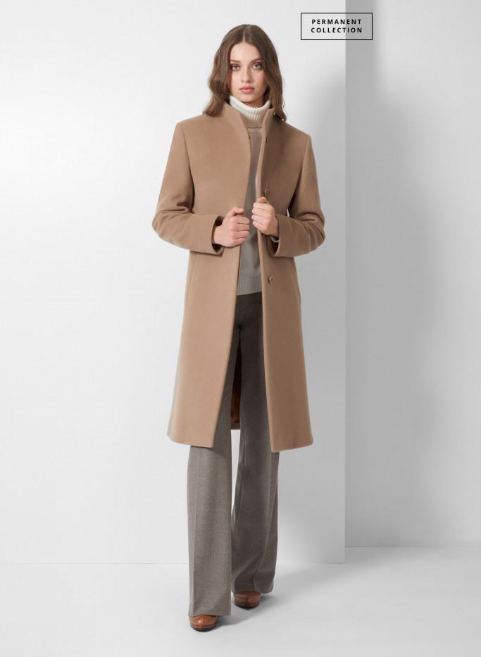 Wool Cinzia Rocca Coats Sale Camel Wool Coat With Nylon Insert