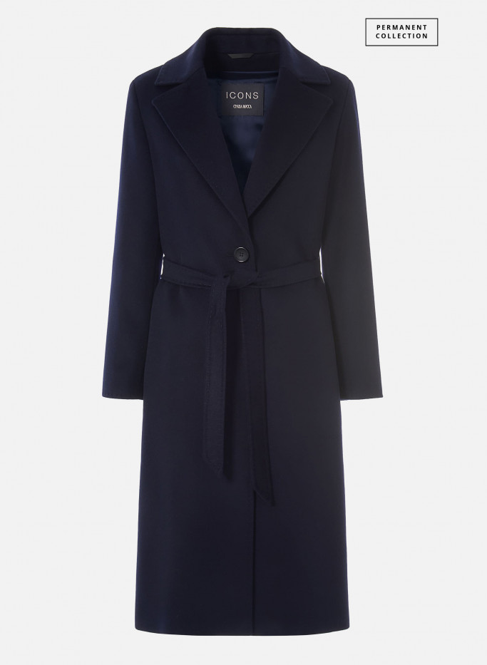 Wool belted coat with notch collar - Cinzia Rocca