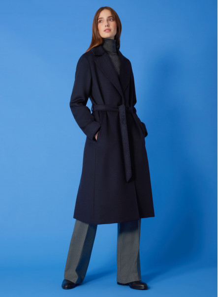 Wool belted coat with notch collar
