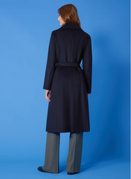 Wool belted coat with notch collar