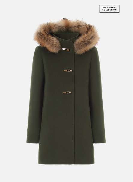 Wool and cashmere hooded duffle coat