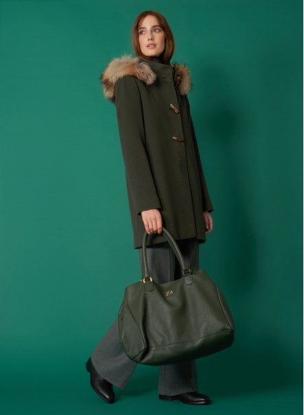 Wool and cashmere hooded duffle coat
