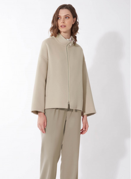 Double fabric sand jacket with zipper in superfine wool