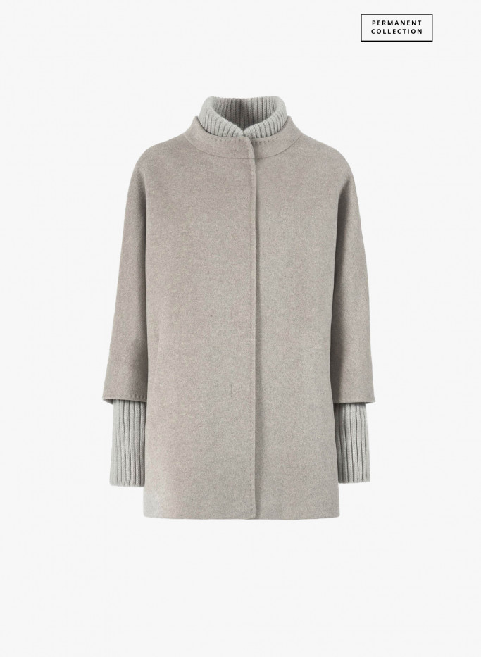 Short cacha wool coat with knit details - Cinzia Rocca