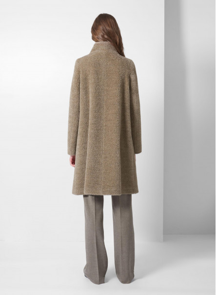 Flared taupe wool and alpaca coat