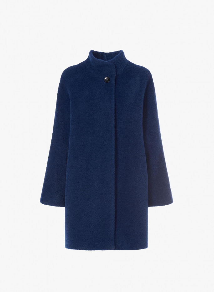 Cornflower blue wool and alpaca oversized coat - Cinzia Rocca