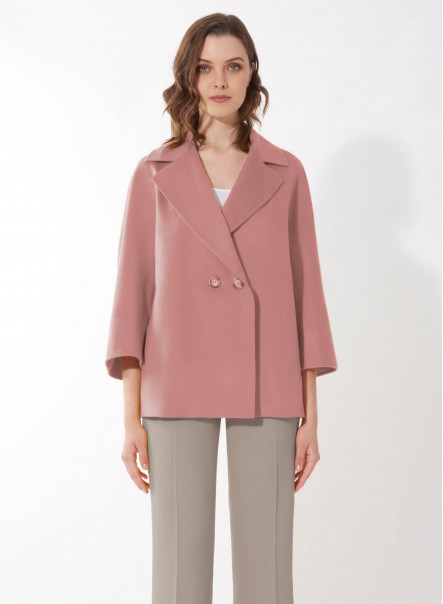 Double breasted pink jacket in cashmere and wool