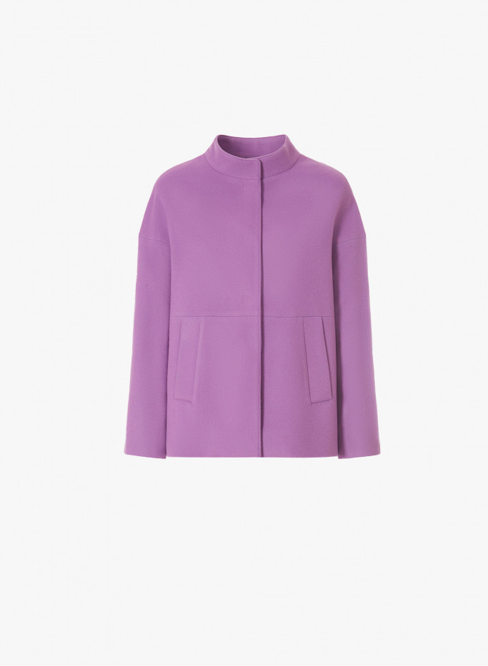 Lilac color wool jacket with mandarin collar