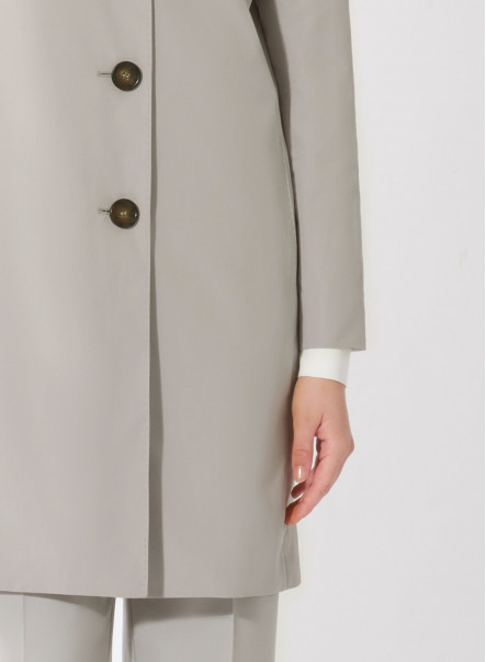 Rainproof technical nylon grey overcoat