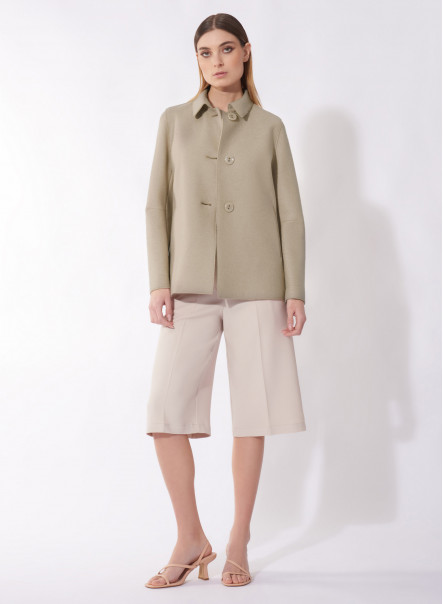 Beige boiled wool jacket with shirt collar