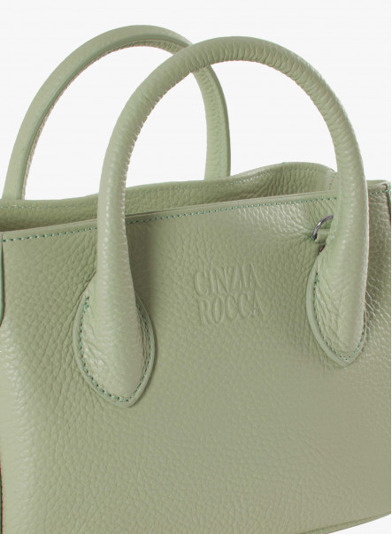 Mini aqua green Tote bag in genuine leather