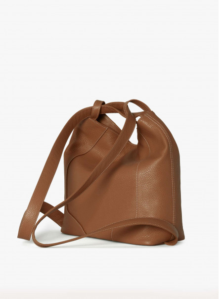 Tabacco color backpack in genuine leather