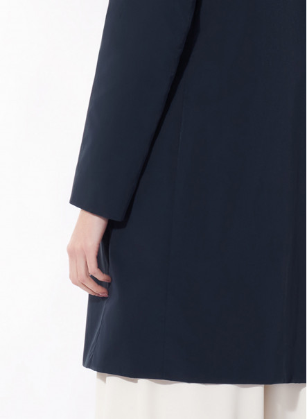 Rainproof technical nylon blue overcoat