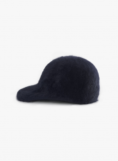 Blue wool baseball hat with fur effect