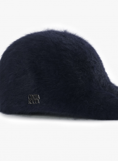 Blue wool baseball hat with fur effect