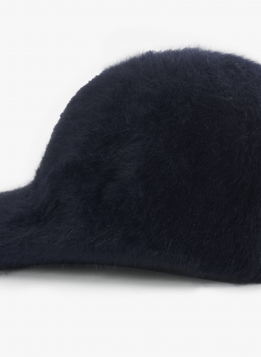 Blue wool baseball hat with fur effect