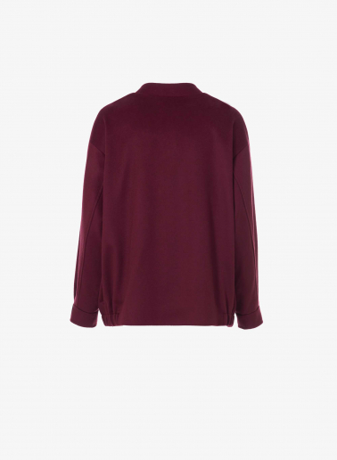 Oversized padded burgundy pure wool bomber