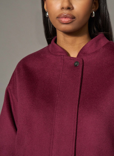 Oversized padded burgundy pure wool bomber