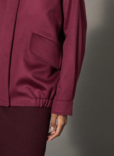 Oversized padded burgundy pure wool bomber