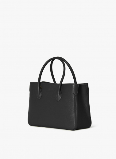 Black genuine leather tote bag
