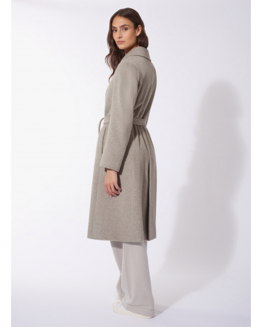 Belted fitted beige wool coat | Cinzia Rocca