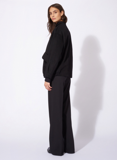 Oversized padded black pure wool bomber