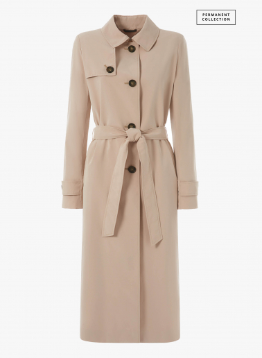 Rainproof technical nylon maxi beige trench coat | Cinzia Rocca