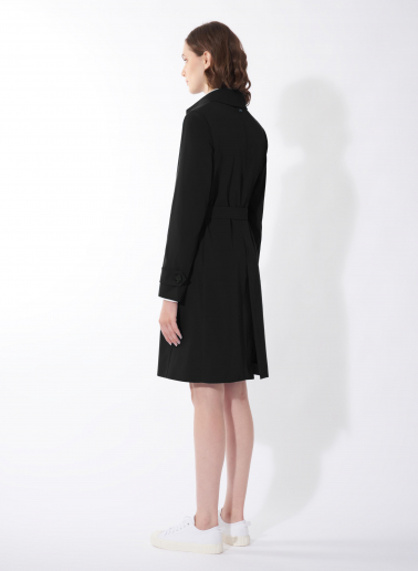 Rainproof tech taffeta black trench coat